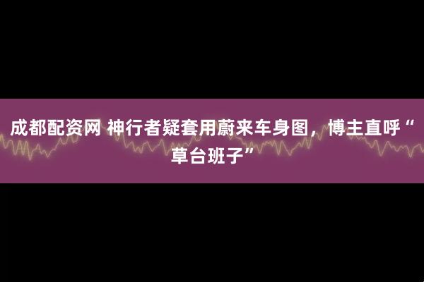 成都配资网 神行者疑套用蔚来车身图，博主直呼“草台班子”